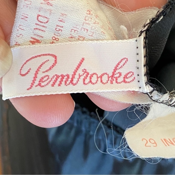 Pembrooke Vintage Midi Slip Skirt Black Scalloped Hem Slit Women Size Medium M - Picture 2 of 7